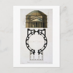 Carte Postale Plan du sol et façade du Panthéon, Rome, de