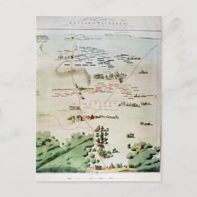 Carte Postale Plan et vue de la bataille de Waterloo (Devant)