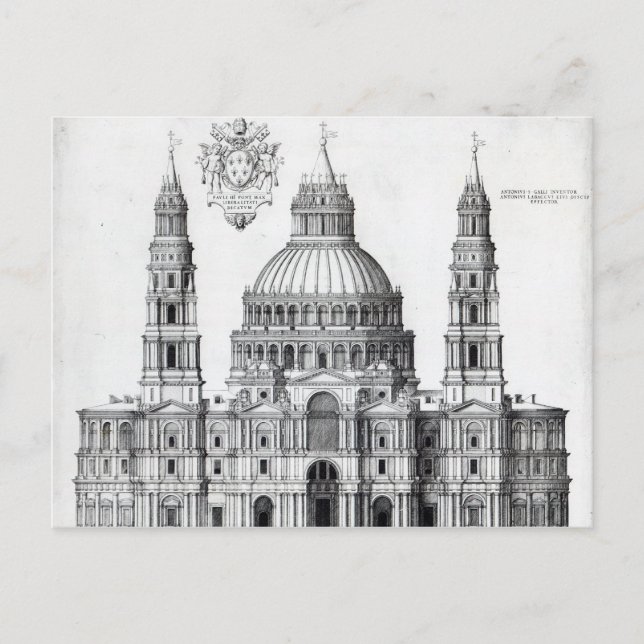 Carte Postale Plan pour Saint-Pierre, Rome, 1539 (Devant)