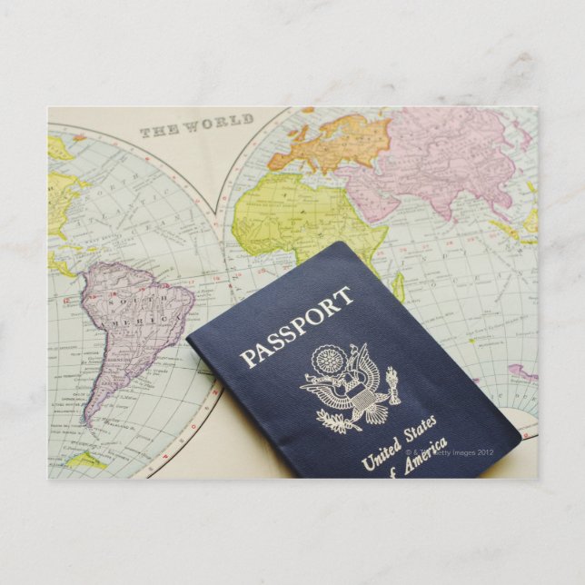 Carte Postale Plan rapproché de passeport se trouvant sur la (Devant)