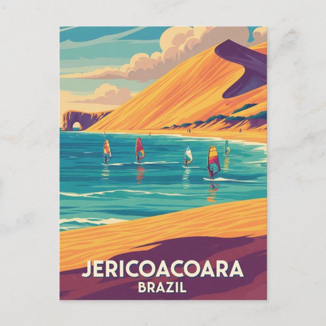 Carte Postale Planche à voile à Jericoacoara Brésil Travel (Devant)