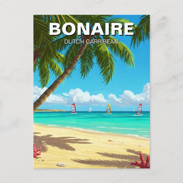 Carte Postale Planche à voile en Bonaire Hollandais Caraïbes (Devant)