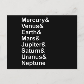 Carte Postale Planet Names Ampersand - Solar System Planets