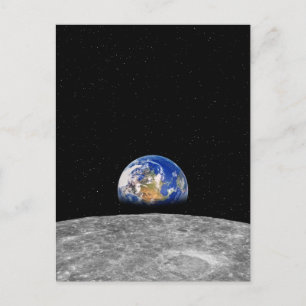Carte Postale Planète Earth Rising Over Moon
