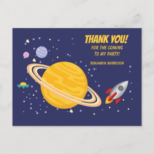 Carte Postale Planètes d'anniversaire et Rockship dans l'espace 