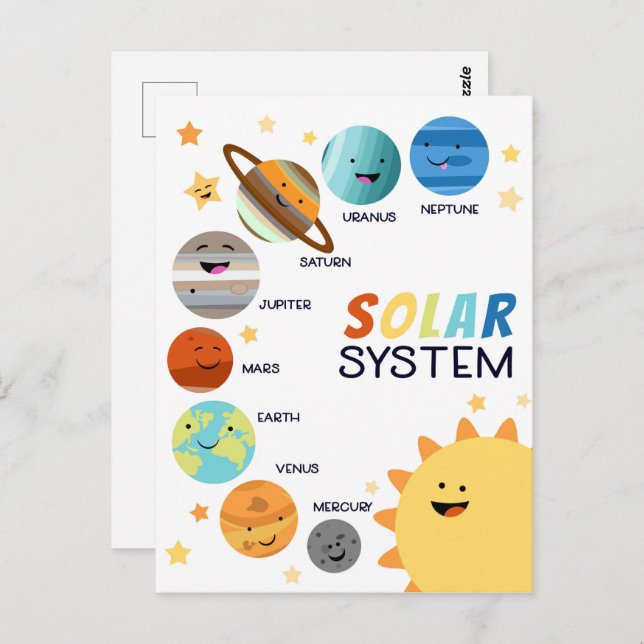 Carte Postale Planètes du système solaire Espace éducatif (Devant / Derrière)