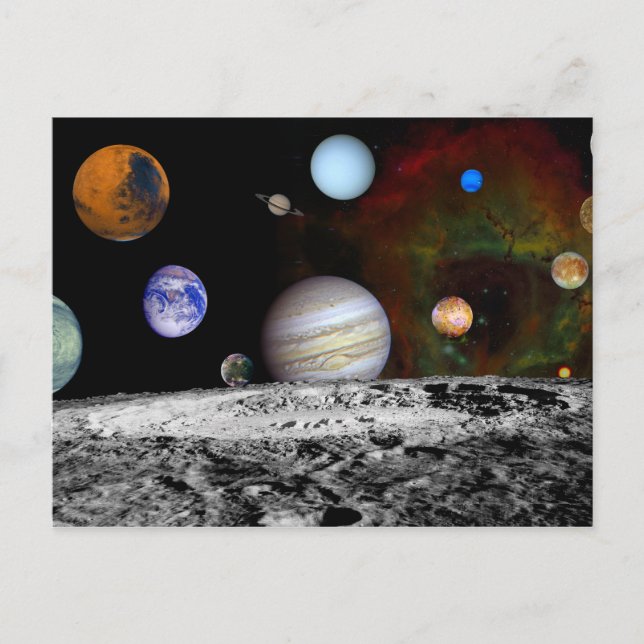 Carte Postale Planètes du système spatial solaire (Devant)