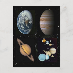 Carte Postale Planètes système solaire collage