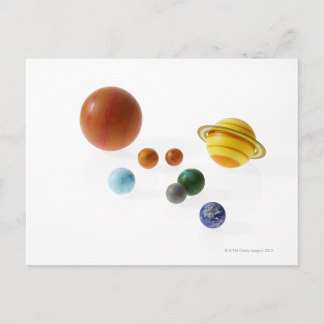 Carte Postale Planètes système solaire sur arrière - plan blanc (Devant)