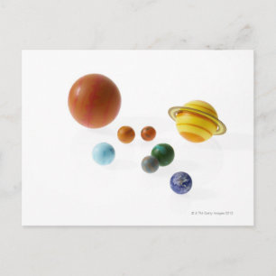 Carte Postale Planètes système solaire sur arrière - plan blanc