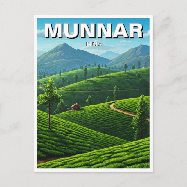 Carte Postale Plantation de thé Munnar Kerala India (Devant)