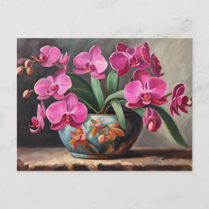 Carte Postale Plante de fleur d'orchidée rose