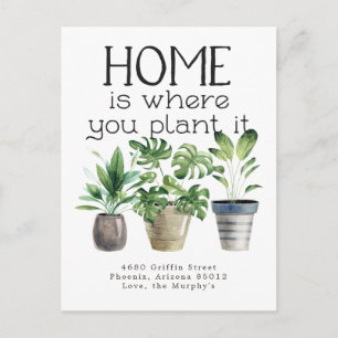 Carte Postale Plante en Pot Annonce de Déménagement