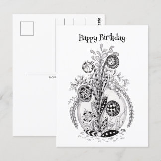 Carte Postale Plante florale au design Tangle -