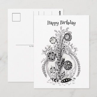 Carte Postale Plante florale au design Tangle -