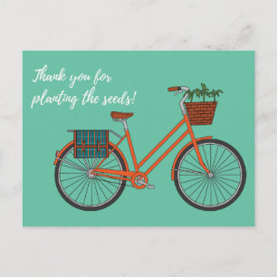 Carte Postale Planter la graine vélo orange