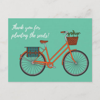 Carte Postale Planter la graine vélo orange