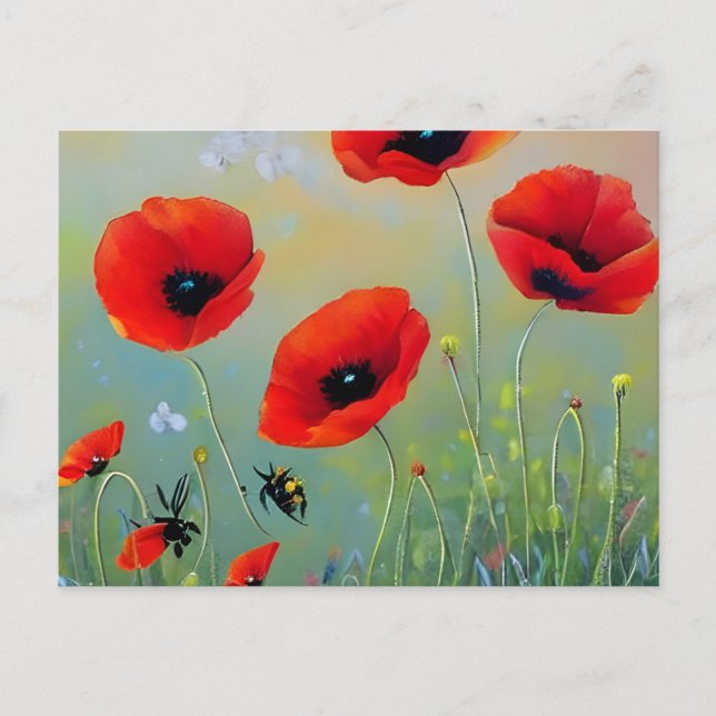 Carte Postale Plantes de Red Poppies (Devant)