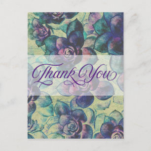 Carte Postale #Plantes Succulentes Merci en Violets et Verts