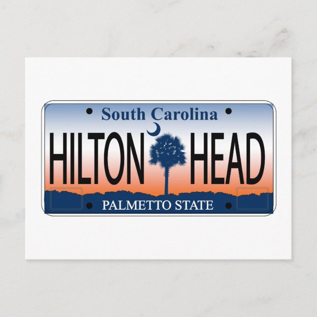Carte Postale Plaque de licence HILTON HEAD (Devant)