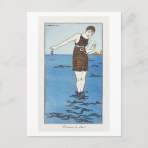 Carte Postale Plaque de mode Art déco en maillot de bain par Bar