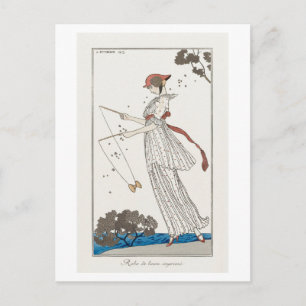 Carte Postale Plaque de mode Art déco pour robe d'été par Barbie