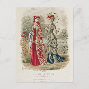 Carte Postale Plaque de mode montrant des casquettes et des robe