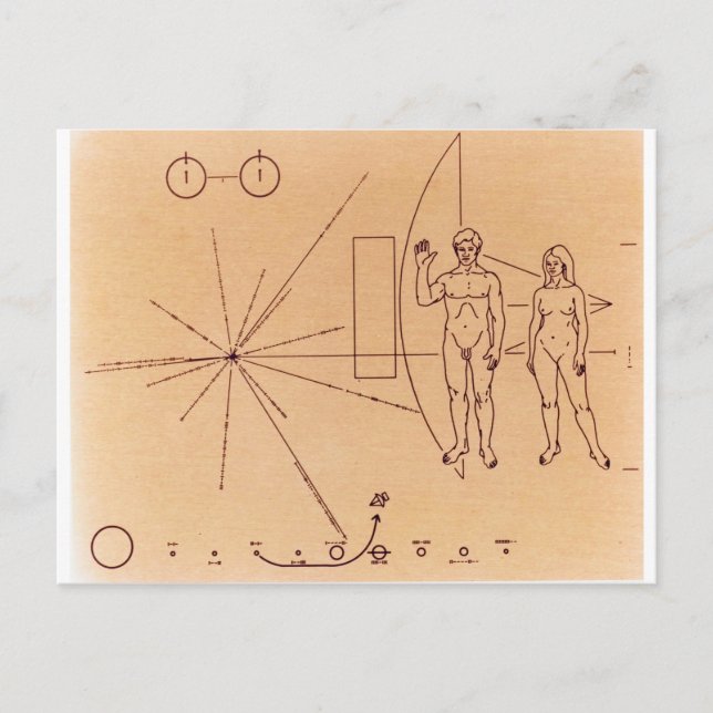 Carte Postale Plaque de Pioneer 10's gravée en or anodisé (Devant)