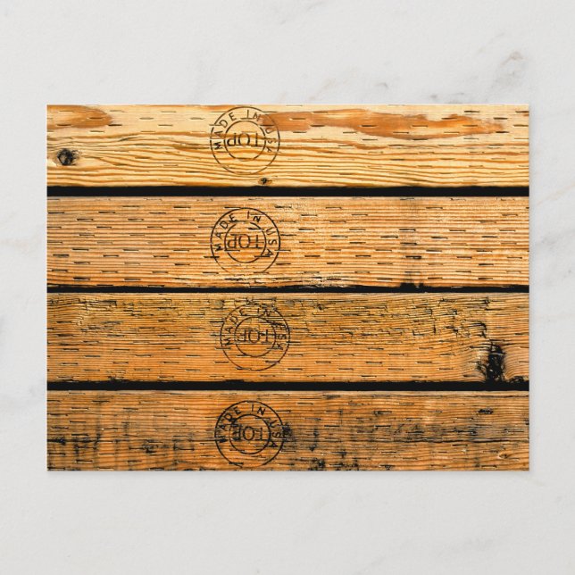 Carte Postale Plaques de bois estampillées "Fabriqué aux Etats-U (Devant)