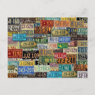Carte Postale Plaques de licence Vintages