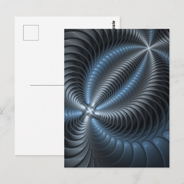 Carte Postale Plastique bleu gris 3D Fractal Art moderne Abstrai (Devant / Derrière)