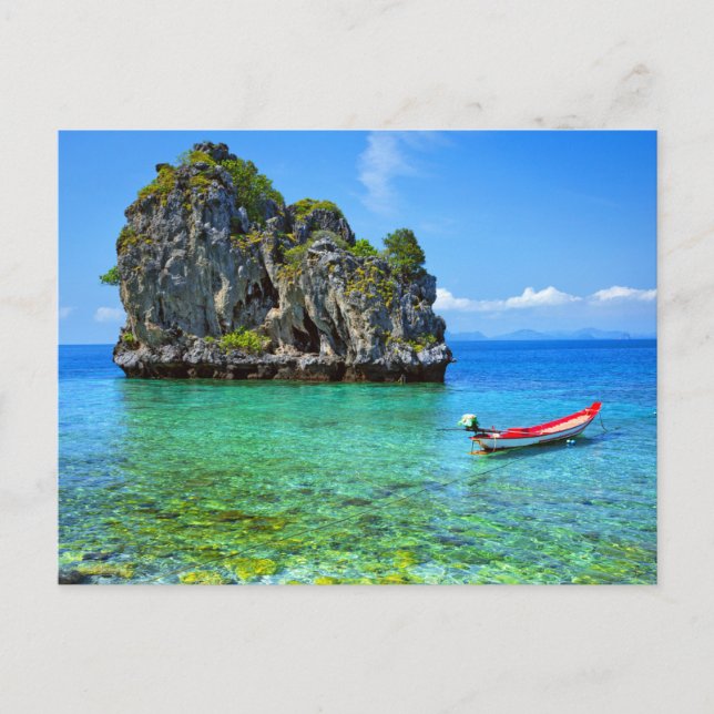 Carte postale plat avec vue sur la mer moderne (Devant)