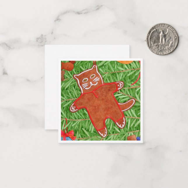 CARTE POSTALE PLATE CARRÉE 6,4 CM CHAT AU PAIN D'É (Devant/Arrière en situation)