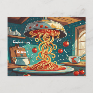 Carte Postale Plats de nouilles avec sauce tomate