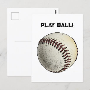 Carte Postale Play Ball Baseball Sketch - Batting Up Sports