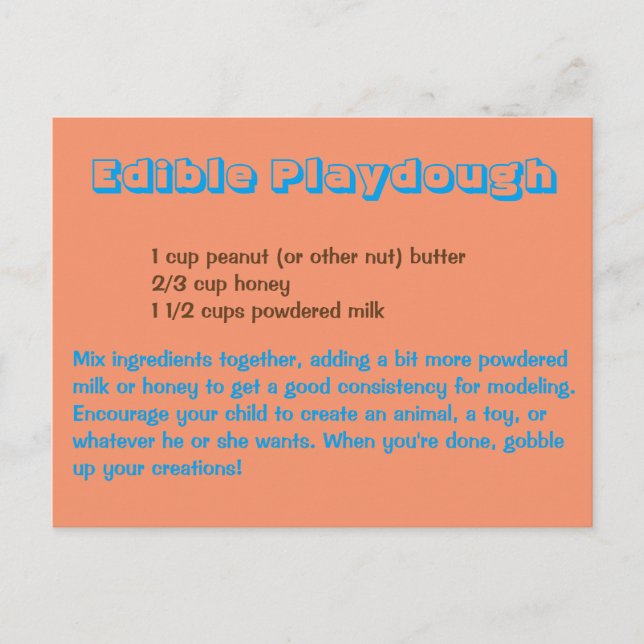 Carte Postale Playdoue comestible avec Police Bleue (Devant)