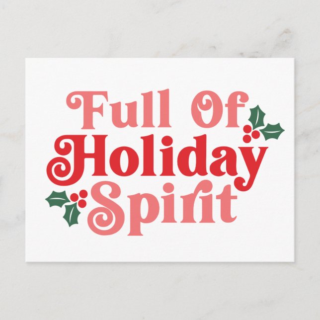 Carte Postale Plein d'Esprit de Fête - Typographie Festive (Devant)