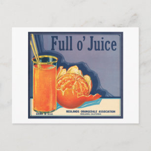 Carte Postale Plein o' Jus Vintage Orange Growers Annonce