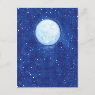 Carte Postale Pleine lune aquarelle