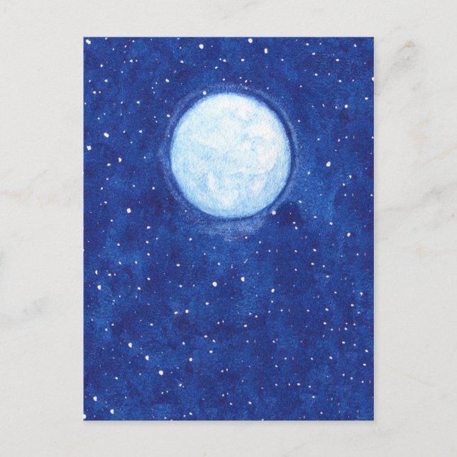 Carte Postale Pleine lune aquarelle (Devant)