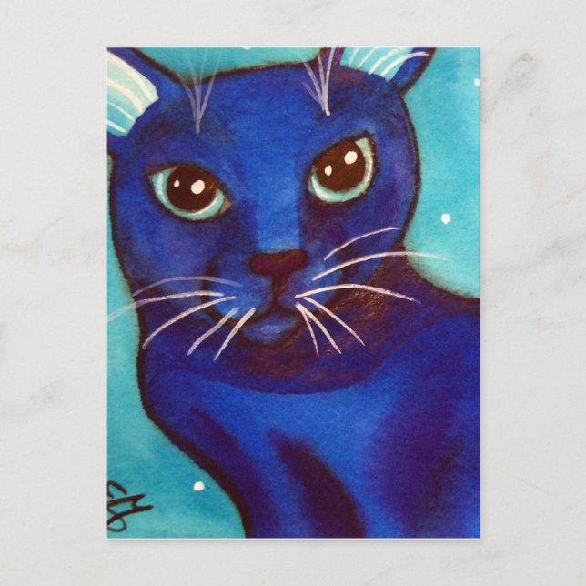 Carte Postale Pleine lune Blue Cat (Devant)