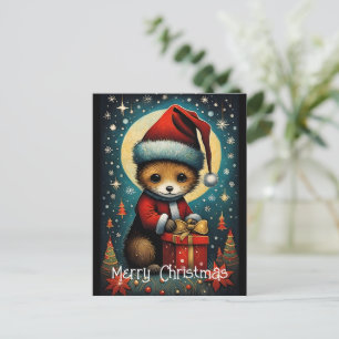Carte Postale Pleine lune Cute Père Noël Souris cadeau de Noël