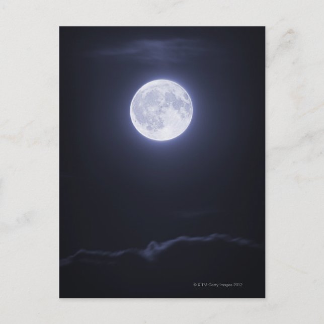 Carte Postale Pleine lune de couverture nuageuse (Devant)