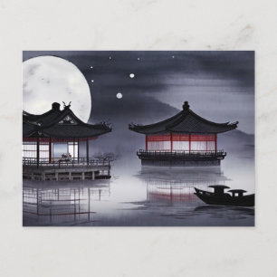 Carte Postale Pleine lune Derrière les pavillons