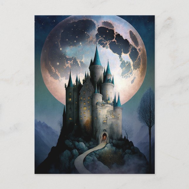 Carte Postale Pleine lune du château d'Imaginaire magique (Devant)