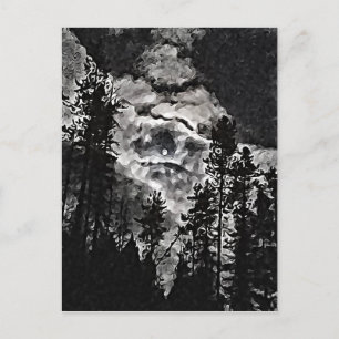 Carte Postale Pleine lune sur une nuit nuageuse Poster d'art Abs