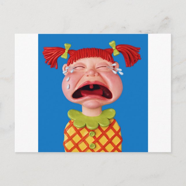 Carte Postale Pleurant fille (Devant)