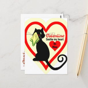 Carte Postale Pleurer Chat noir Vieux mode Valentine Vintage
