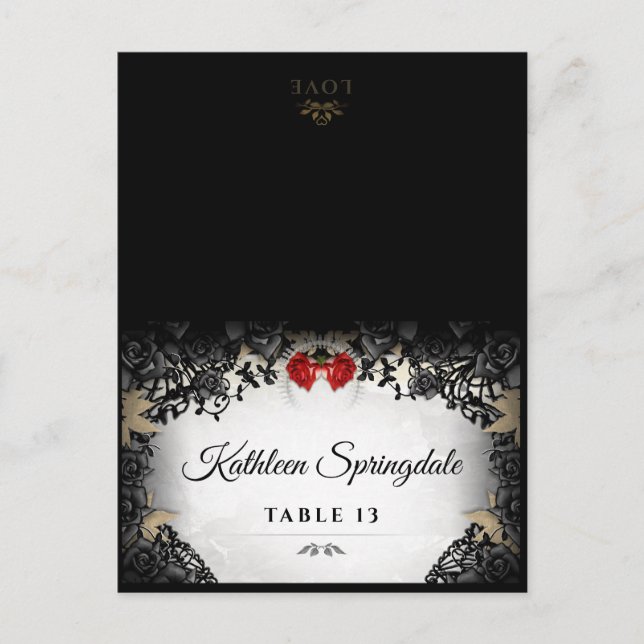 Carte postale pliable Halloween à motif de rose no (Devant)