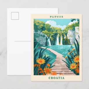 Carte Postale Plitvice Croatie Élégant Vintage voyage d'art